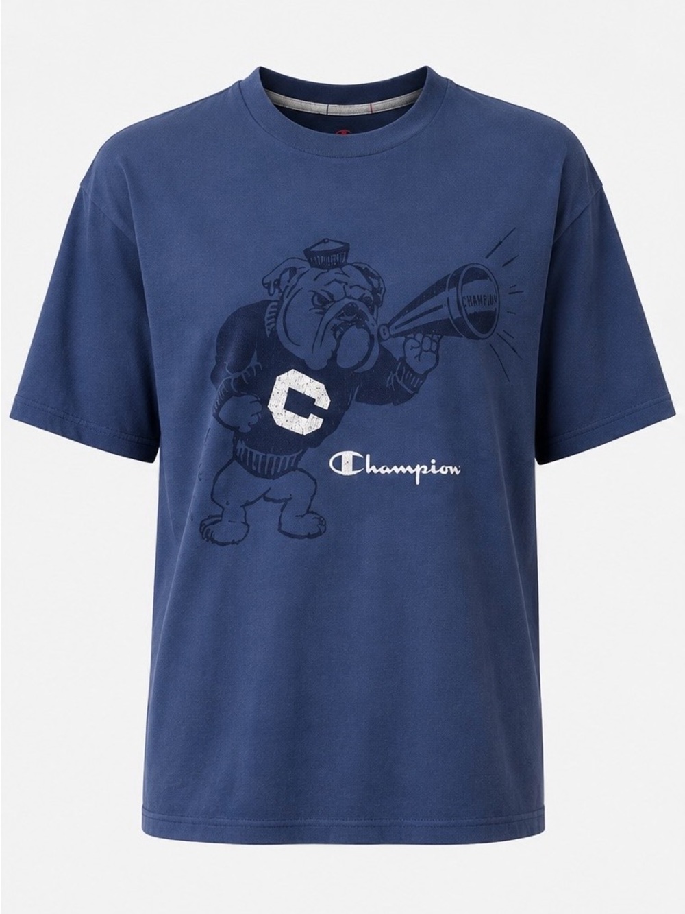 NWT Champion Bulldog Graphic Tee Men’s L Blue Oversized Unisex T-Shirt | Unisex